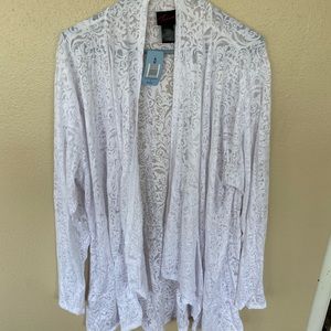 White lace print cardigan
